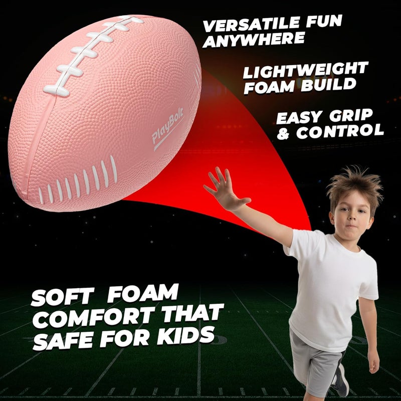PlayBolt 7.25" Mini Foam Football for Kids & Toddlers - Easy Grip Small Youth Sports Ball - Soft Foam Footballs for Little Hands, Indoor & Outdoor Sports Play - Toy Gift for Boys & Girls - Image 2